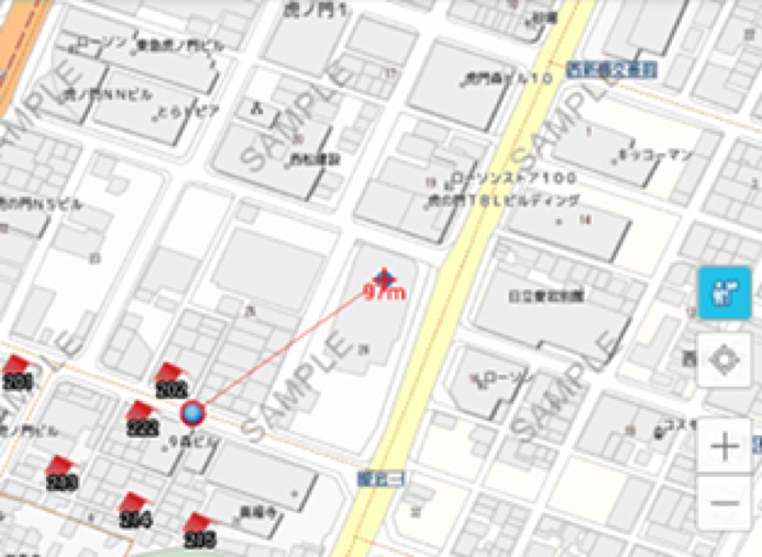 GPSでの現在地表示と簡易ナビゲーション